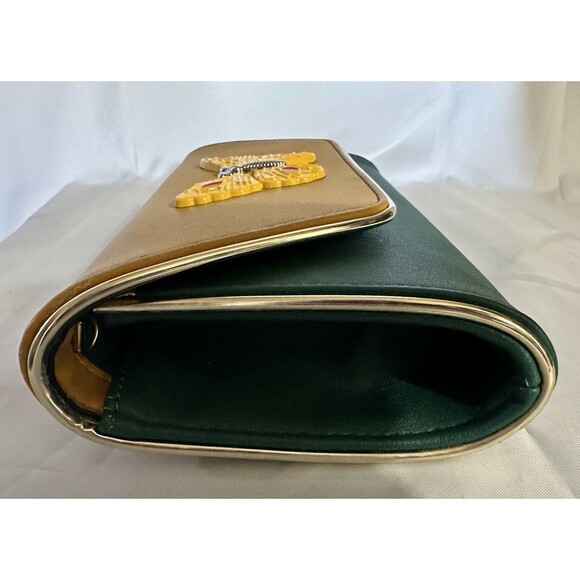 Handbag Republic Classic Clutch W/Gold Crossbody Strap Butterfly Accent 2 Tone - Picture 8 of 13